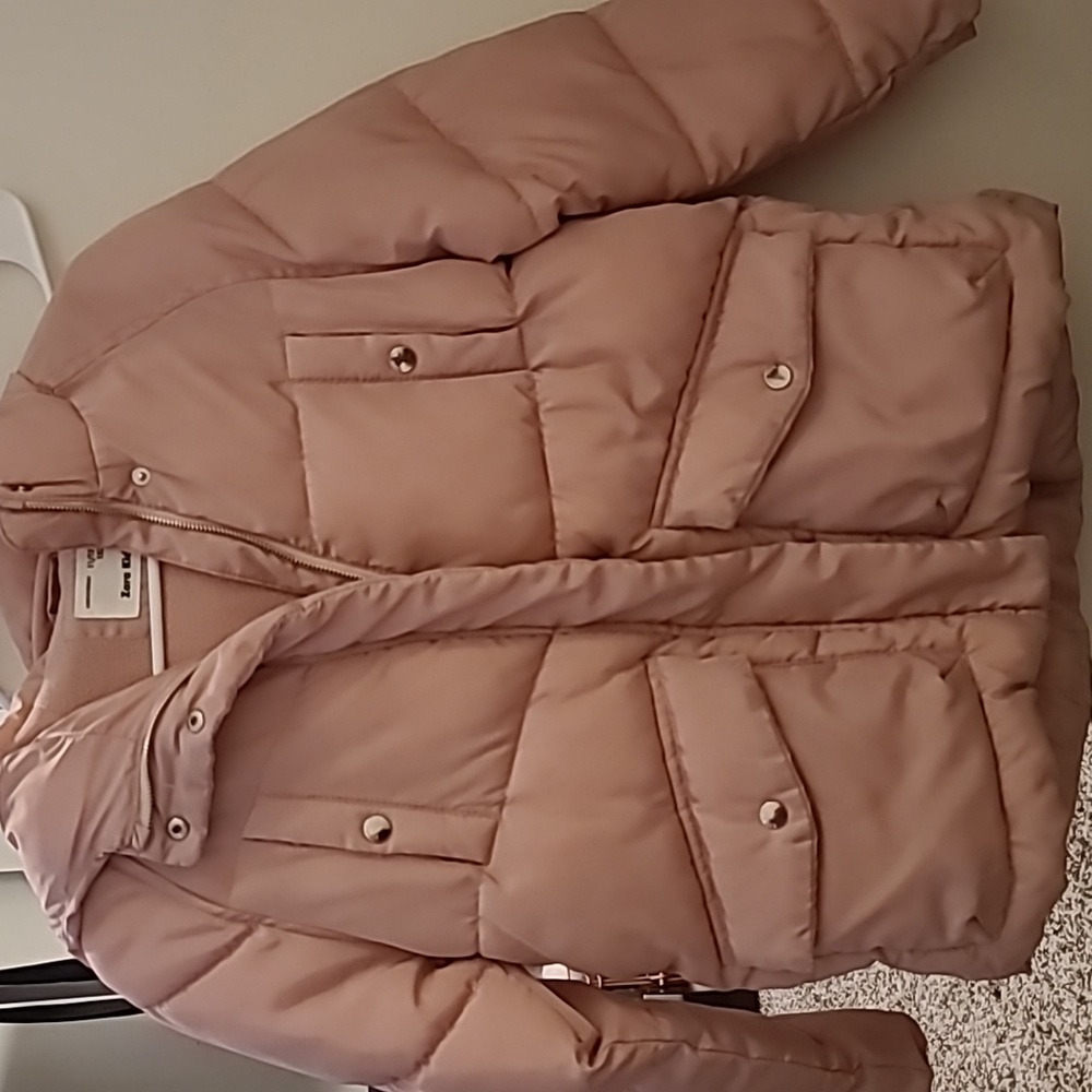 Zara kids pink puffer jacket